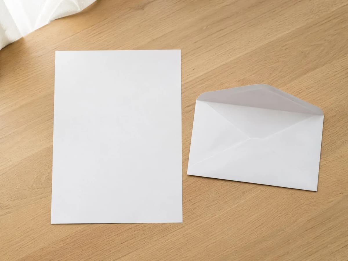 Printed letter and envelope ready to post