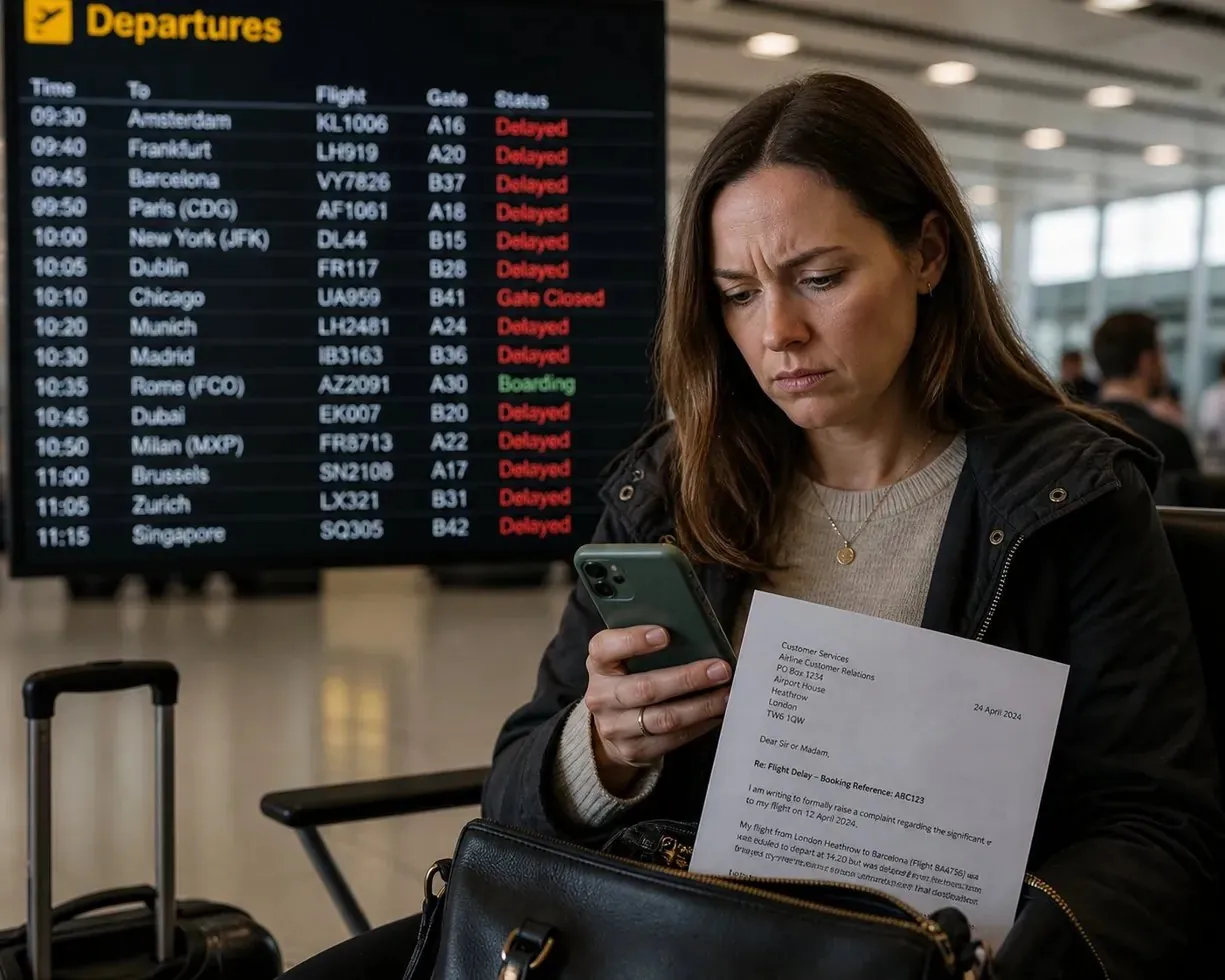 Flight delay compensation letter illustration